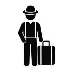 tour guide element isolated travel bag on white background