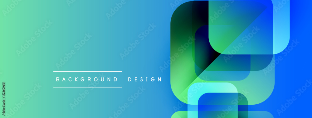Poster abstract gradient background. overlapping shapes create modern visual effect. teal, blue hues domina