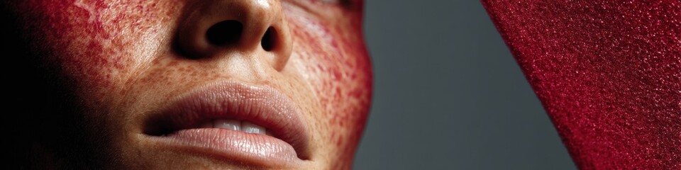 Obraz premium World Autoimmune Arthritis Day Awareness Close-Up Inflamed Skin Texture with Red Accents for Health Campaign and Valentines Day Commercial Themes