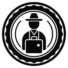 tour guide element isolated visa stamp icon on white background