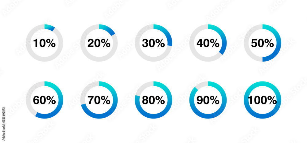 Poster countdown circle pattern progress. download banner. vector illustration. set of count down graphs wi