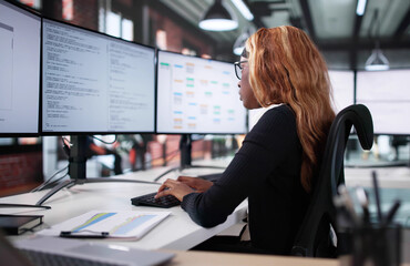 Portrait Of Happy African Female Programmer Smiling