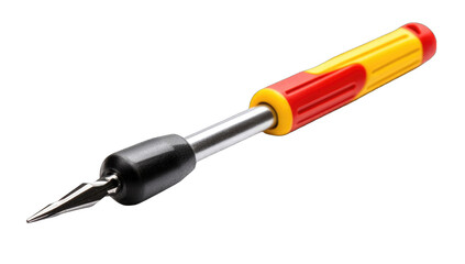 Yellow-red handled tool, pointed tip