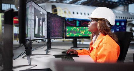 African American Woman Drafts 3D Aircraft Design