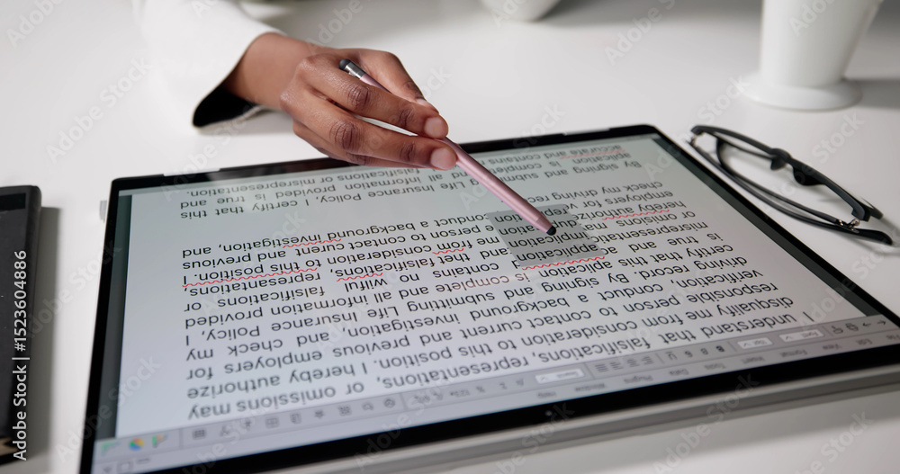 Aufkleber Woman Editing And Proofreading Script On Computer