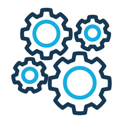 Gear Mechanism Icon - Outline Color Style for System Process & Engineering.