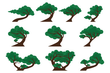 Illustration of a Green Tree with Brown Trunk