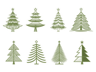 set of christmas trees