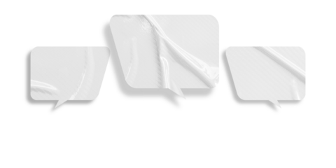 White speech bubble crumpled paper isolated on transparent background