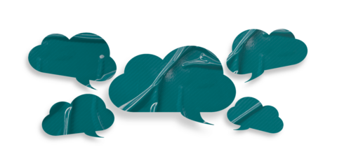 Green speech bubble crumpled paper isolated on transparent background