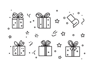 Confetti Balloons Ultra Minimalist 2D Line Art