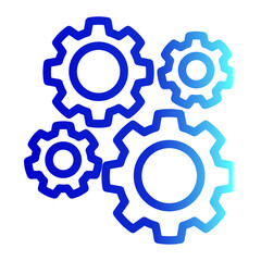 Gear Mechanism Icon - Outline Gradient Style for System Process & Engineering.