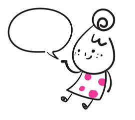 (Dialog Box) Collection of hand drawn lady business worker icons. Vector illustration.	