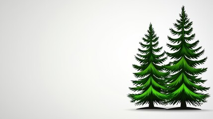 Obraz premium Pixel art illustration of two lush green evergreen trees on a light gray background. Simple, minimalist design