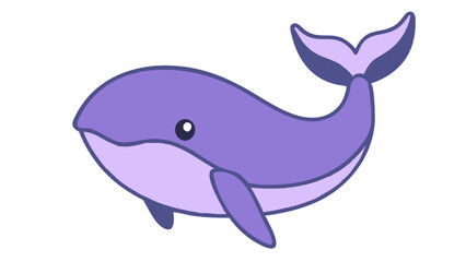 Obraz premium Cute and Expressive Whale Logo Icon Featuring a Rounded Head, Tapered Fins, and a Gentle Curved Back