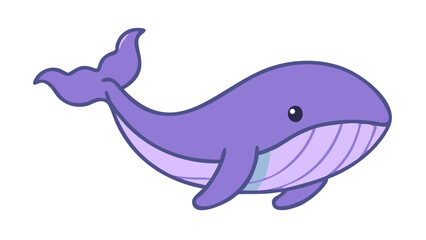 Fototapeta premium Cute and Expressive Whale Logo Icon Featuring a Rounded Head, Tapered Fins, and a Gentle Curved Back