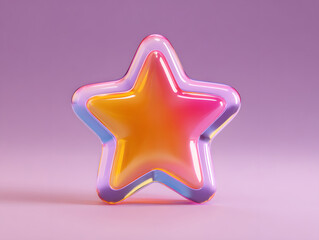 Colorful translucent glass star cartoon icon design