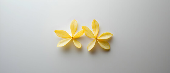 Fototapeta premium Two Yellow Flower Petals On White Background