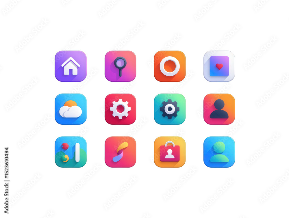 Poster user interface icons showcase digital design graphic elements modern aesthetic top-down view visual 