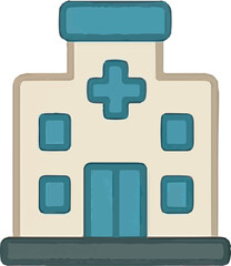 Obraz premium A blue hospital building icon with an H sign, representing healthcare facilities, medical centers, and emergency services in a colorful flat design