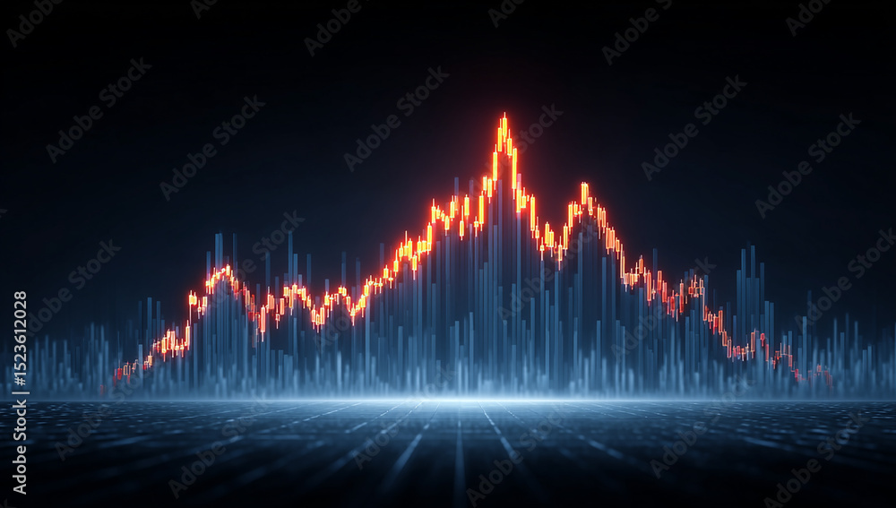 Aufkleber abstract glowing stock market graph data visualization