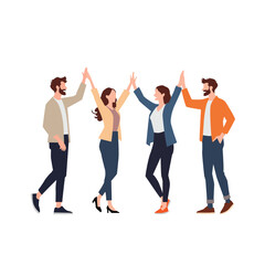 Obraz premium illustration of a group of people giving each other high fives,very close friendship,business team celebrating success,teamwork and cooperation concept,happy coworkers giving each other high fives,off