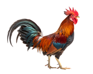 rooster side profile colorful feathers