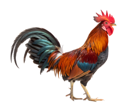 rooster side profile colorful feathers