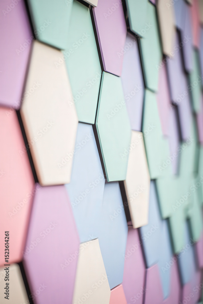 Aufkleber pastel colored hexagon tiles arranged in a pattern creating an abstract background design look close