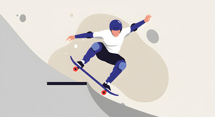 Obraz premium Skateboarder Mid-Air: Vector Illustration of Extreme Sport