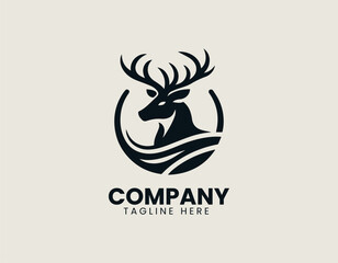 Obraz premium Majestic Deer Bear Hybrid Forest Spirit Woodland Wildlife Vector Logo Design