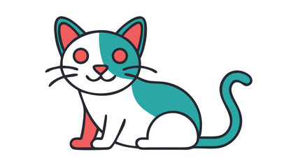Cute and Expressive Cat Logo Icon Featuring Upright Ears, Curled Tail, and Sitting Position