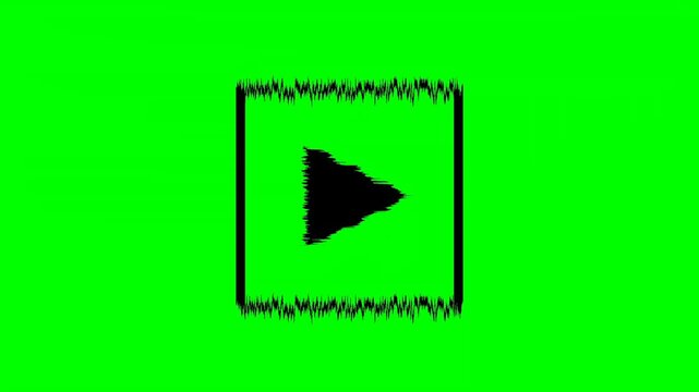 Animation audio play button icon . Glitch play button animation. Press to play. Start button sign video. Music play button icon animation