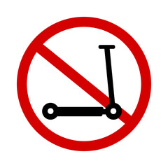 Sign prohibiting scooters on white background. Vector illustration.
