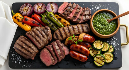 Delicious Asado: Grilled Meat, Sausage & Veggies