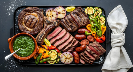 Grilled Asado Feast: Premium Meats and Vibrant Vegetables