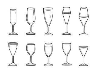 Crystal Champagne Flute Minimalist Vector Art