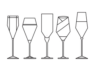 Crystal Champagne Flute Simple Line Drawing