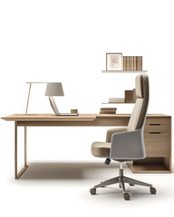 Modern Home Office Setup with Desk, Chair and Laptop