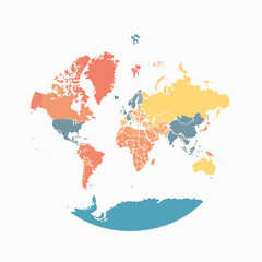 Naklejka premium Global Map Colorful World Regions Visualization