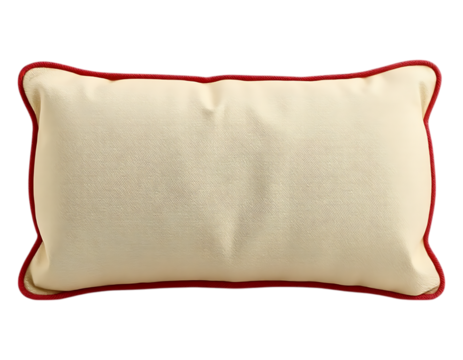 Beige Rectangular Pillow with Red Trim