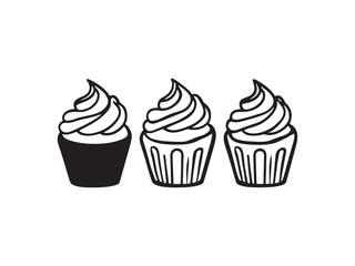 Cupcake Ultra Minimalist 2D Line Art 