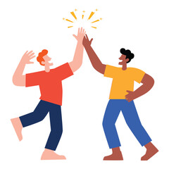 office workers collaborating happily, business team illustration, people enjoying success together, happy coworkers interaction, unity and partnership in the workplace, teamwork concept in flat design