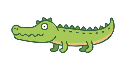 Cute and Expressive Crocodile Logo Icon Featuring Long Snout, Spiked Back, and Strong Low Body