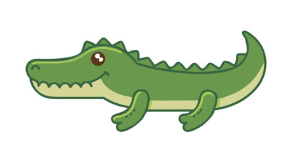 Cute and Expressive Crocodile Logo Icon Featuring Long Snout, Spiked Back, and Strong Low Body