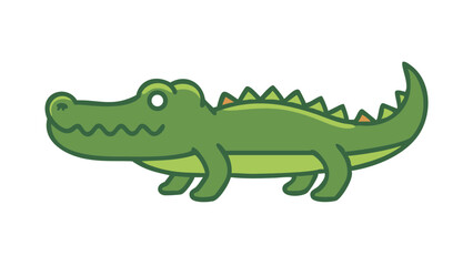 Cute and Expressive Crocodile Logo Icon Featuring Long Snout, Spiked Back, and Strong Low Body