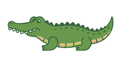 Cute and Expressive Crocodile Logo Icon Featuring Long Snout, Spiked Back, and Strong Low Body