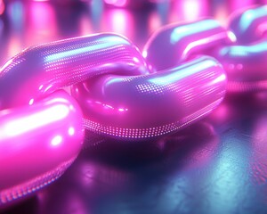 Neon pink and blue chain links