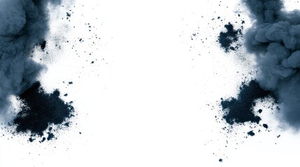 blue glitter smoke border frame. cut out.