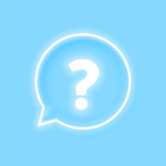 neon style question mark symbol with chat bubble for questionnaire